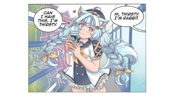 AmbrGlw's tweet photo. Club Amber #7: One gets used to it... eventually
#VTuber #4koma #ClubAmber https://t.co/h4sBNEr9XK
