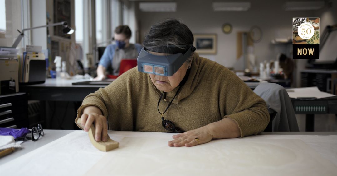 NEDCCInfo's tweet photo. Sometimes six eyes are better than two.
#TBT #NEDCC50th #PaperConservation #PaperConservator #ConservationLab https://t.co/YWCkDvP0K8