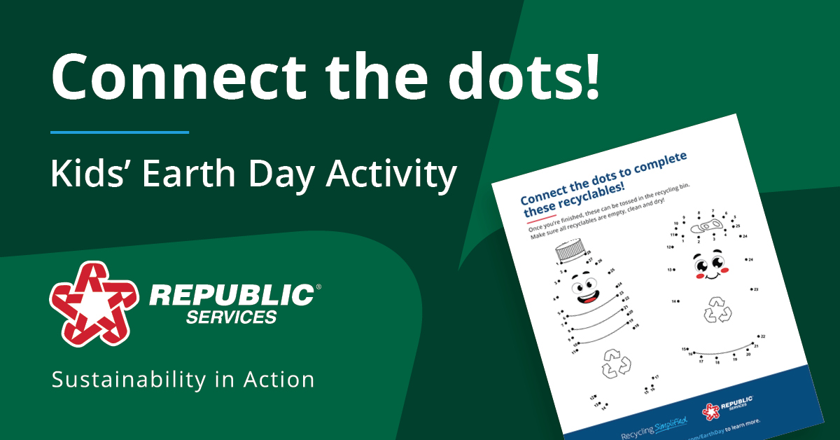 Need an Earth Day activity for the kid in your life? Download our Earth Day recycling activity worksheets at ow.ly/cA2B50NM5aK. #SustainabilityinAction #RepublicServices