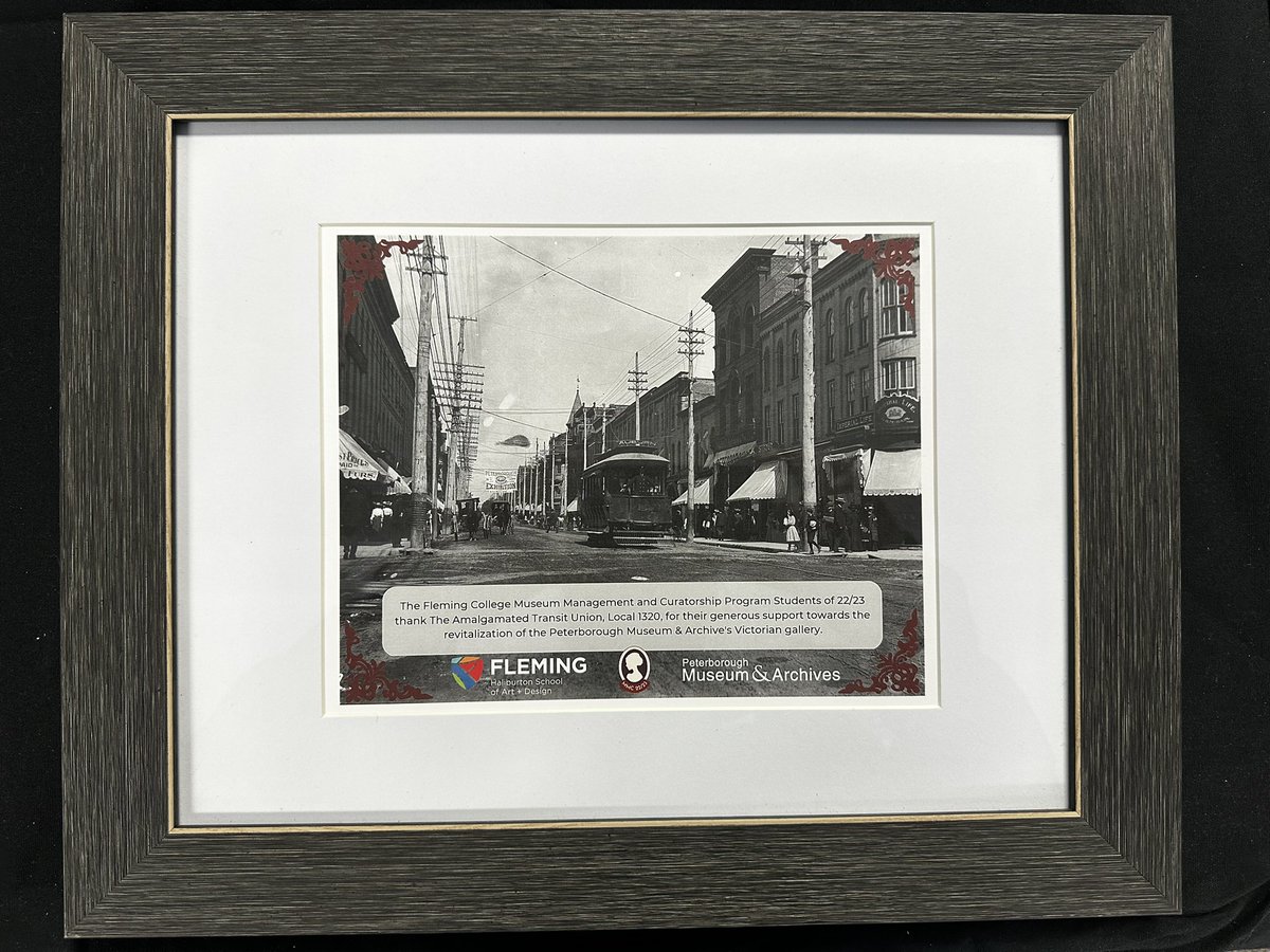 LairdLeod's tweet photo. The @MMC_Students of the @FlemingCollege museum curator program stopped by the ATU 1320 union hall with a thank you card and a framed picture of a Peterborough streetcar. Thank you for the gift! @PtboMuseum @ATUComm @atu_canada @KenWilsonATUIVP https://t.co/wvSDyviFPO