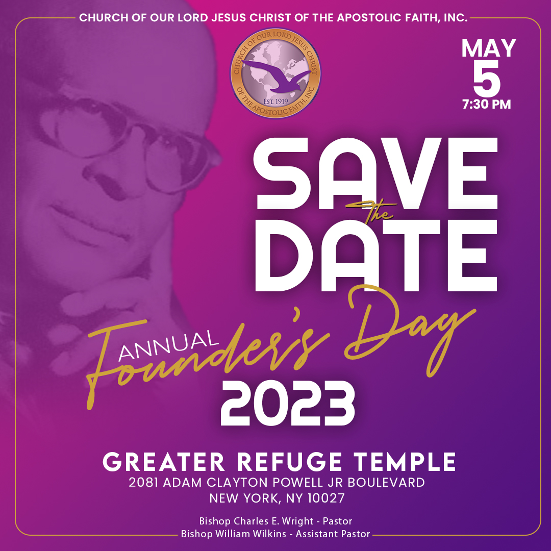 Mark your calendar. On May 5th,  we will honor the memory of Bishop R.C. Lawson, whose vision and faith led to the founding of the Church of the Lord Jesus Christ of the Apostolic Faith, Inc. Join us in celebrating Founder's Day. #BishopRCLawson #FoundersDay  #COOLJC