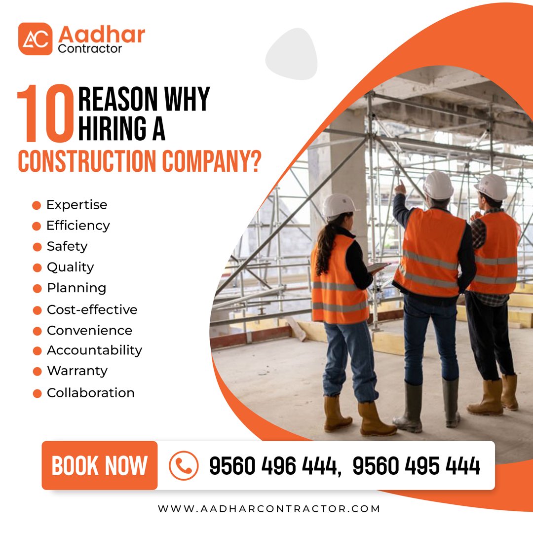10 reasons why hiring a construction company?
Call Now: 095604 96444
Visit Now: aadharcontractor.com
#Construction #ConstructionCompany #BuildingConstruction #Architecture #ResidentialConstruction #BuildingContractor #BuildingMaterials #Contractor #ConstructionWork