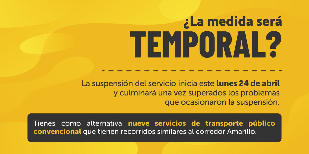 ATU_GobPeru's tweet photo. ¿Qué ha llevado a la suspensión de las rutas 101 y 107 del corredor Amarillo? La ATU y el concesionario tomaron esta decisión por una serie de problemas en el contrato de concesión. Te explicamos todo en nuestro hilo. https://t.co/MD4mJ0XXXl