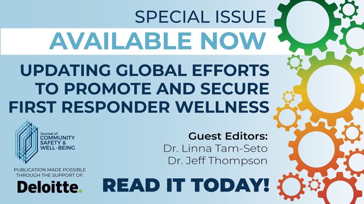 Did you hear? Updating Global Efforts to Promote and Secure First Responder Wellness is available now! Visit our website to read this special issue made possible by support from <a href="/Deloitte/">Deloitte</a> Read it here: bit.ly/8-S1