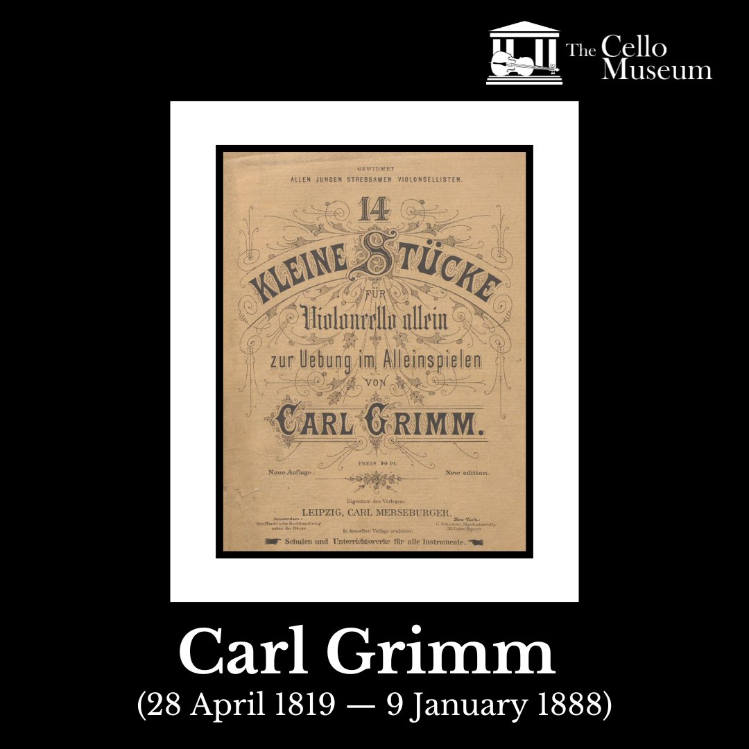 cellomuseum's tweet photo. Today we remember the birthday of German cellist and composer Carl Grimm (28 April 1819 — 9 January 1888). #cello #cellist #cellobirthdays #birthday #cellomuseum #musiclover #OTD #cellistbirthday #happybirthdaycellist #cellistlife #classicalmusician #celloplayer #musicbirthday https://t.co/hUkIYxhhSR