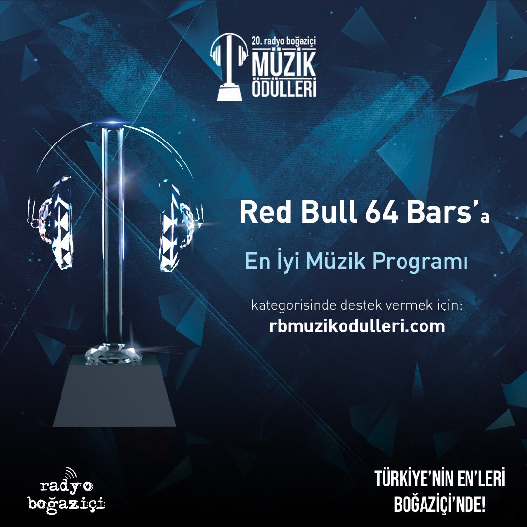 20. Radyo Boğaziçi Müzik Ödülleri'nde "En İyi Müzik Programı" kategorisinde oylar Red Bull 64 Bars'a. rbmuzikodulleri.com
