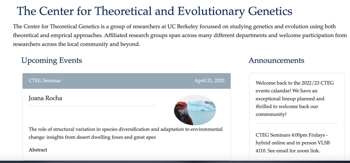 Hi friends!  Feeling super excited and thrilled to give CTEG (Centre for Theoretical and Evolutionary Genetics) seminar tomorrow :) looking forward to seeing you there!