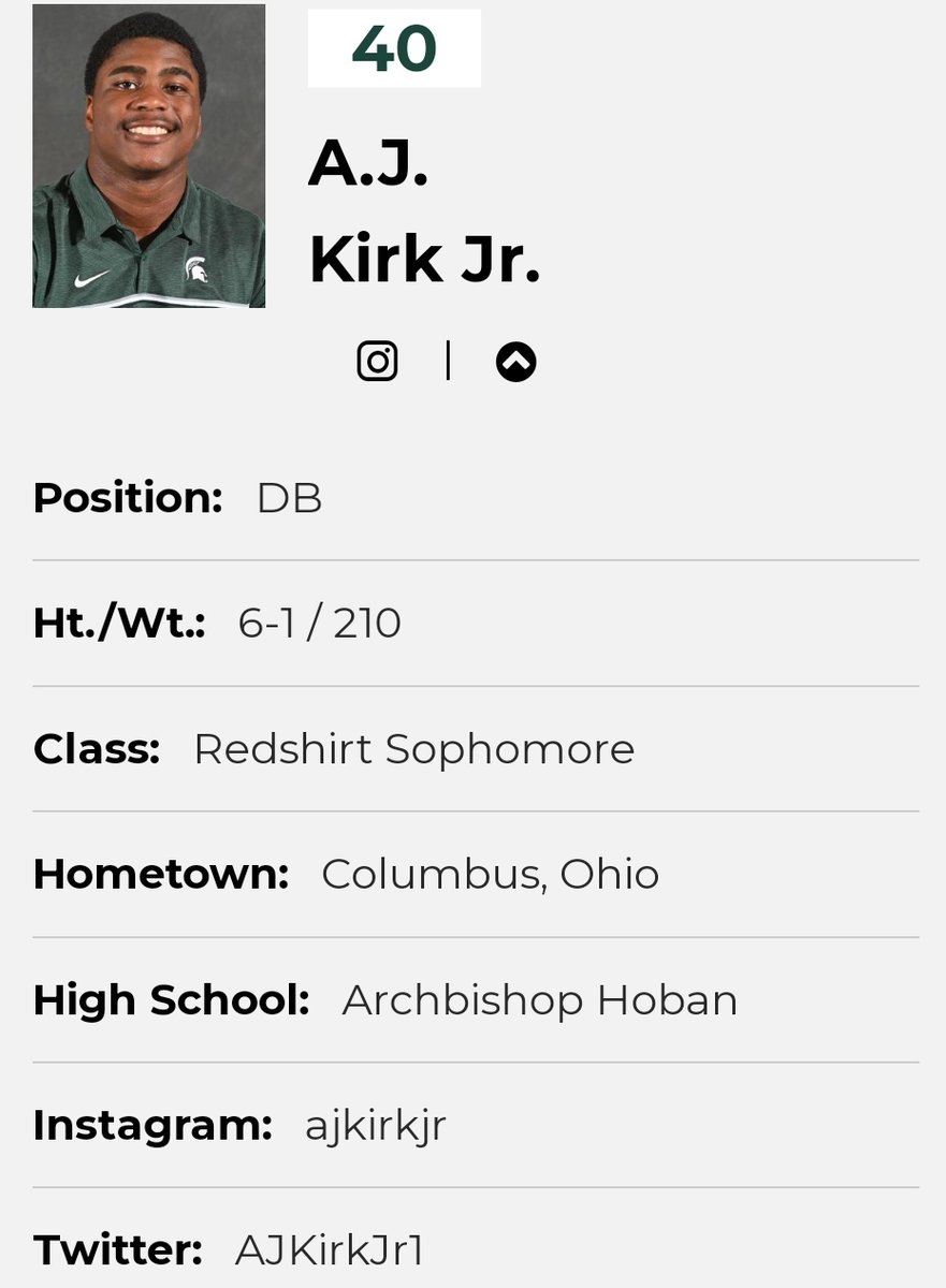 farrellportal's tweet photo. Michigan State DB A.J. Kirk Jr. entered the transfer portal @AJKirkJr1 https://t.co/BgBmM5icbH