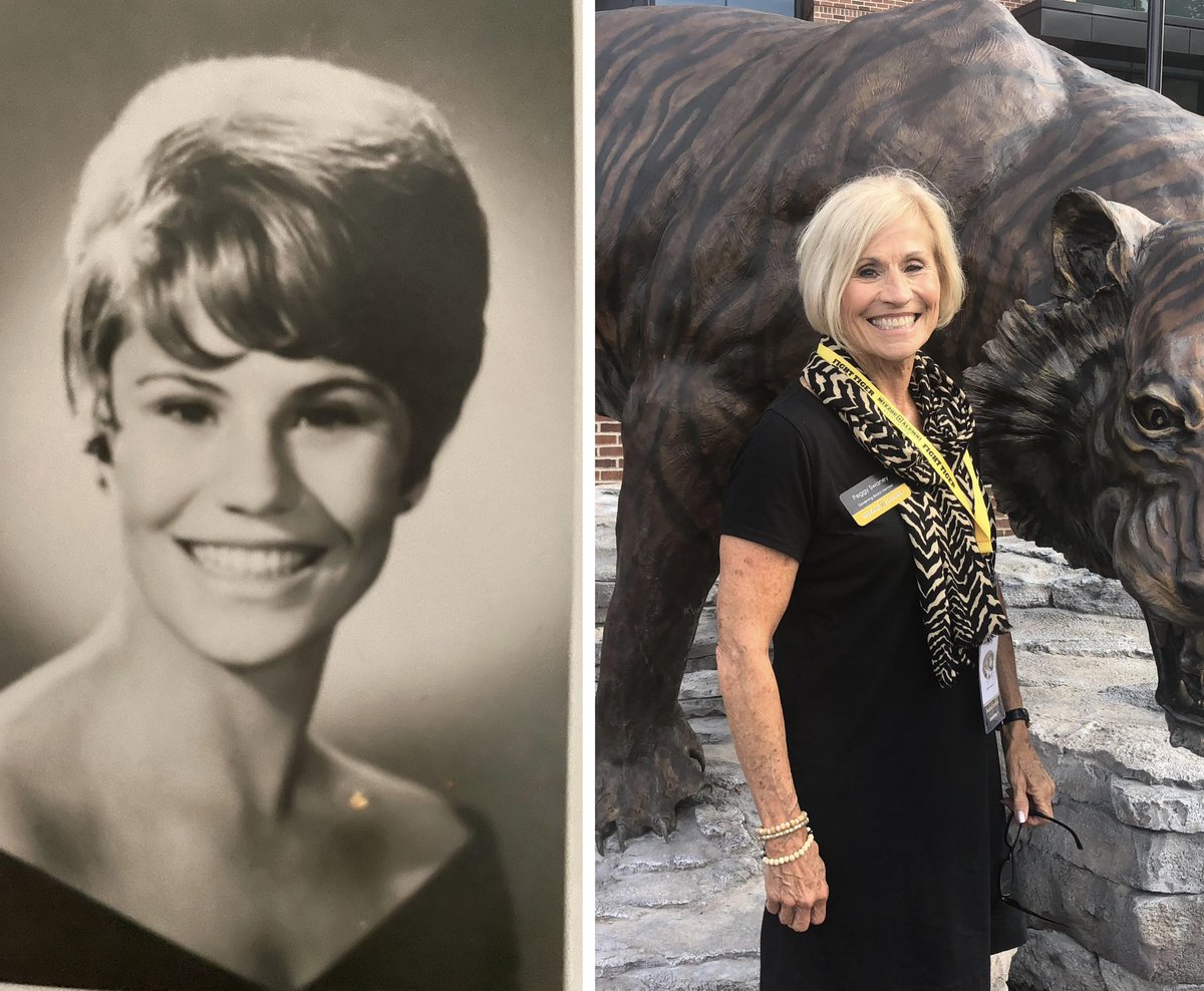 KCAlumPanhel's tweet photo. Meet our 2023 Women of the Year! Next is Peggy Swaney from @TriDelta @MizzouTriDelta. We love the “Then and Now” pics! #npcwomen #notjustfouryears https://t.co/QCbEdUKggH