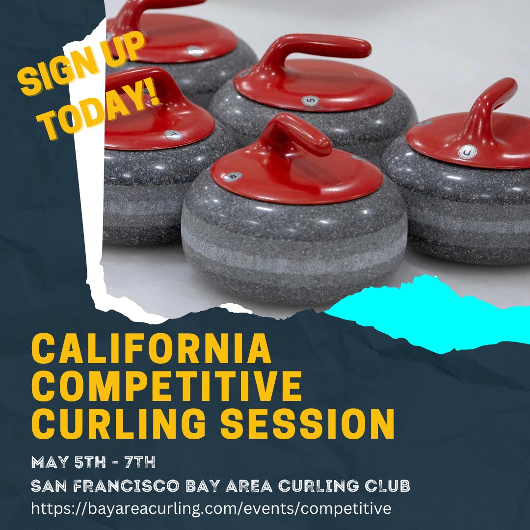 Hollywood Curling 🥌 (@hollywoodcurl) on Twitter photo Sign up for the first ever California Curling Competitive Session from May 5th-7th at the <a href="/bayareacurling/">SF Bay Area Curling 🥌</a>
A great chance to get out on dedicated ice with your fellow California Curlers! Sign up for the first ever California Curling Competitive Session from May 5th-7th at the <a href="/bayareacurling/">SF Bay Area Curling 🥌</a>
A great chance to get out on dedicated ice with your fellow California Curlers!