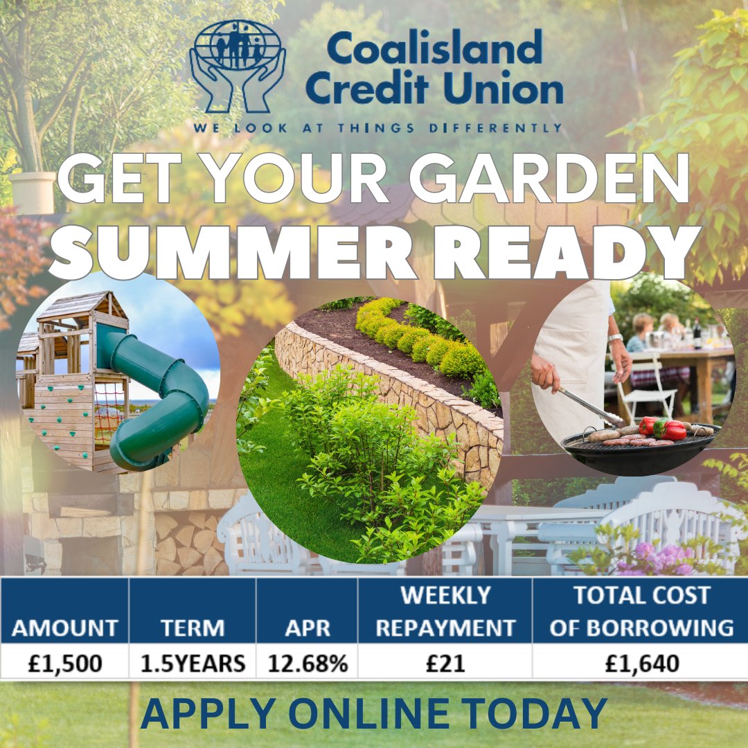 You can almost see summer in the distance. Every summer do you wish that you had fixed the garden up to enjoy the weather? Do it now before the warm weather finally gets here!
In March we issued over £700k in loans to members.  Apply online now and create your own little paradise
