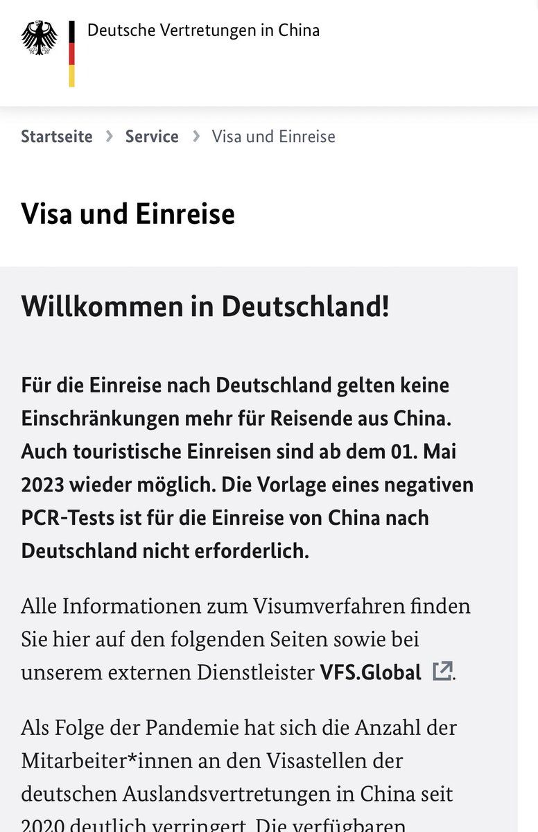 SteffenWurzel's tweet photo. 🇩🇪🇨🇳 Gute Nachricht: #Deutschland stellt ab dem 1. Mai 2023 wieder Touristenvisa für Reisende aus #China aus. https://t.co/SUBcOpJo60