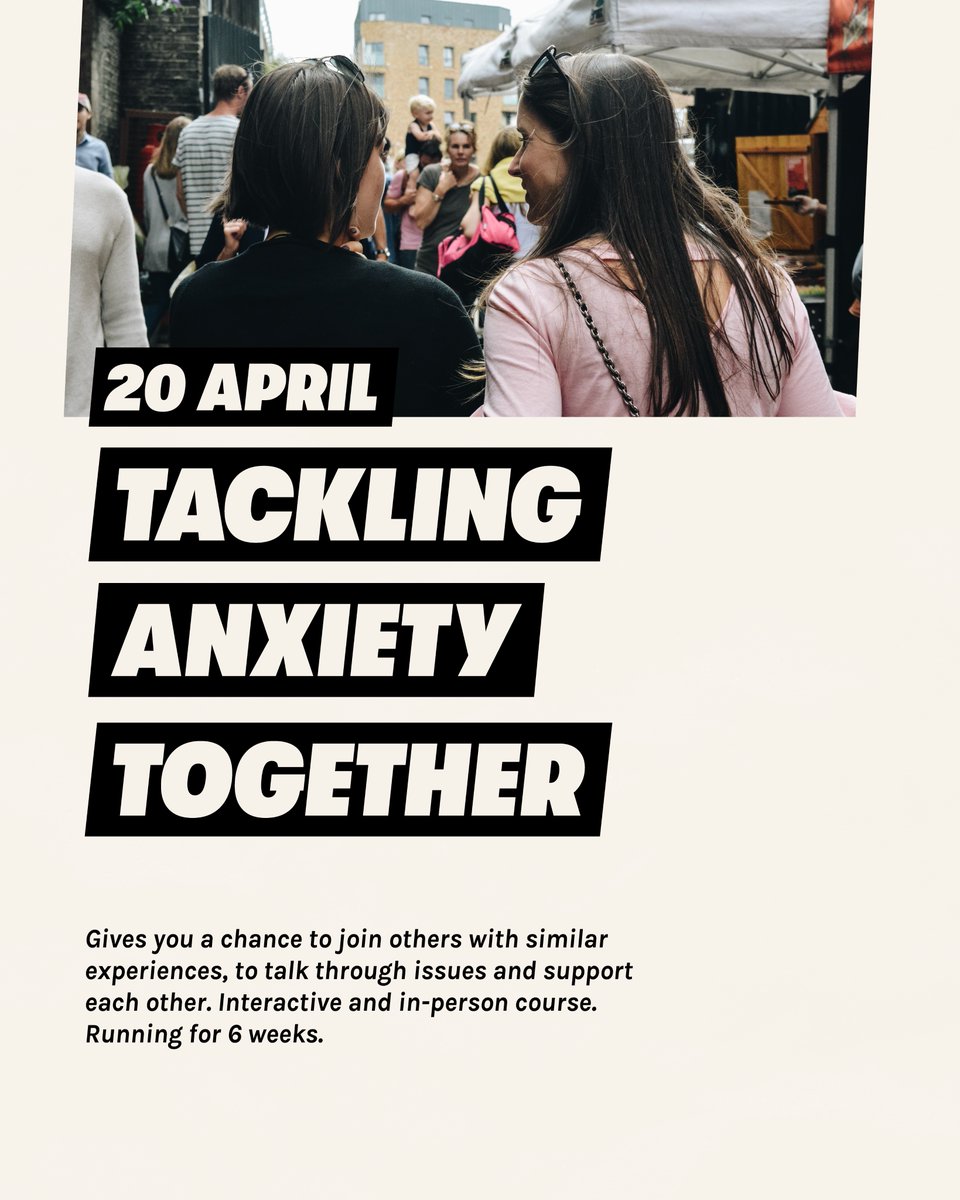 Not too late to join the Tackling Anxiety Course tonight 19:30-21:15 at HTB Earls Court 🙌