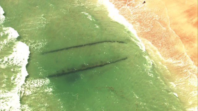 realclairemetz's tweet photo. We sent @weshchopper2 up over possible ship wreck exposed by storm erosion. Wow, right? This is second one exposed in #daytonabeachshores since our fall storms. https://t.co/0V880gwQAy