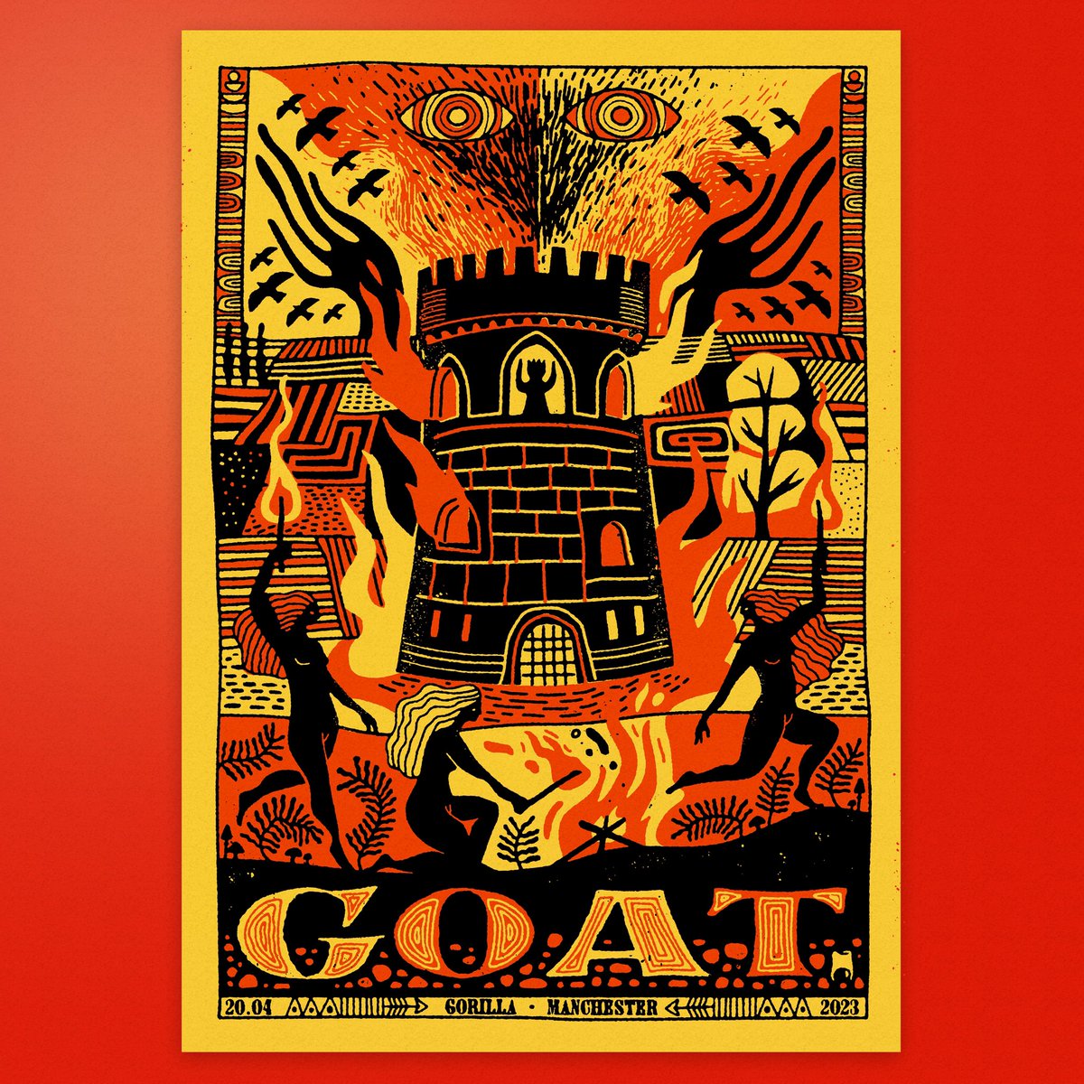 Poster for GOAT tonight in Manchester. 3 colour A2 screenprint limited edition of 40. Can’t wait.