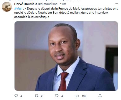AymeOuedraogo's tweet photo. Les GAT ont reculé? Ah oui? #RVIM se promène comme il veut, #Bamako est encerclée, 13 attentats depuis janv 2023, #EIGS fait une offensive à #Menaka, drame à #Nara hier! Et en plus interview dans un journal français!
SVP changez de discours, vous faites du mal au #Mali https://t.co/U4FqTTMtqj