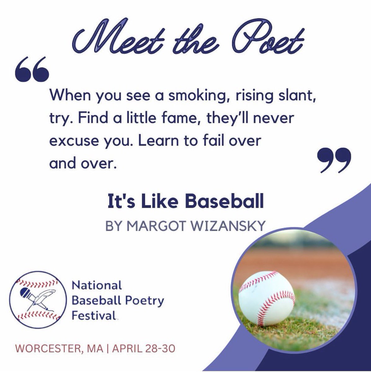 NBPF23's tweet photo. ⚾️ Excerpts from poems from some of our baseball bards #napowrimo #NationalPoetryMonth #poem #poetry #poetrycommunity https://t.co/A2bo6Sxt7A