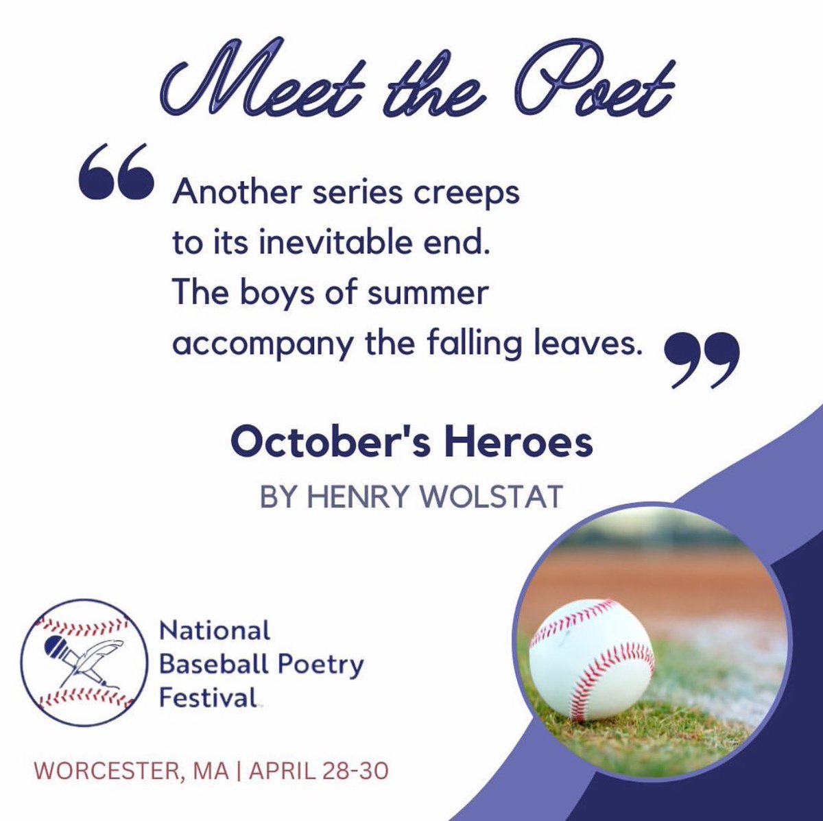 NBPF23's tweet photo. ⚾️ Excerpts from poems from some of our baseball bards #napowrimo #NationalPoetryMonth #poem #poetry #poetrycommunity https://t.co/A2bo6Sxt7A