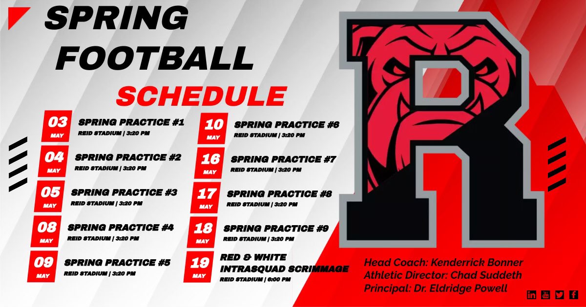 RCHS_BulldogsFB's tweet photo. 2 weeks left until these bulldogs interview for these depth chart spots! #HWPO #SecureTheJob #BiteByBite https://t.co/zj4F9imo7B