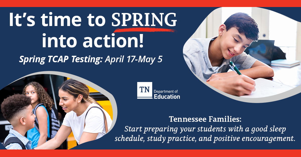TNedu's tweet image. Spring 2023 #TNTCAP testing is HERE! Educators, families, and students can all prepare to engage with the #TNTCAP. Read more here: tn.gov/education/news…