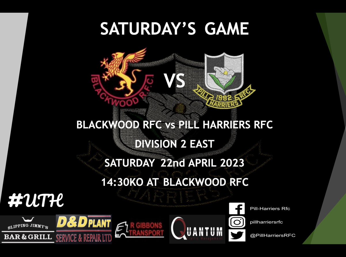 PillHarriersRFC's tweet photo. Another road trip for the 1st XV this Saturday as we take on Blackwood RFC away! Come and get behind the boys and give us a boost🖤 #UTH https://t.co/qeye9wFIuN