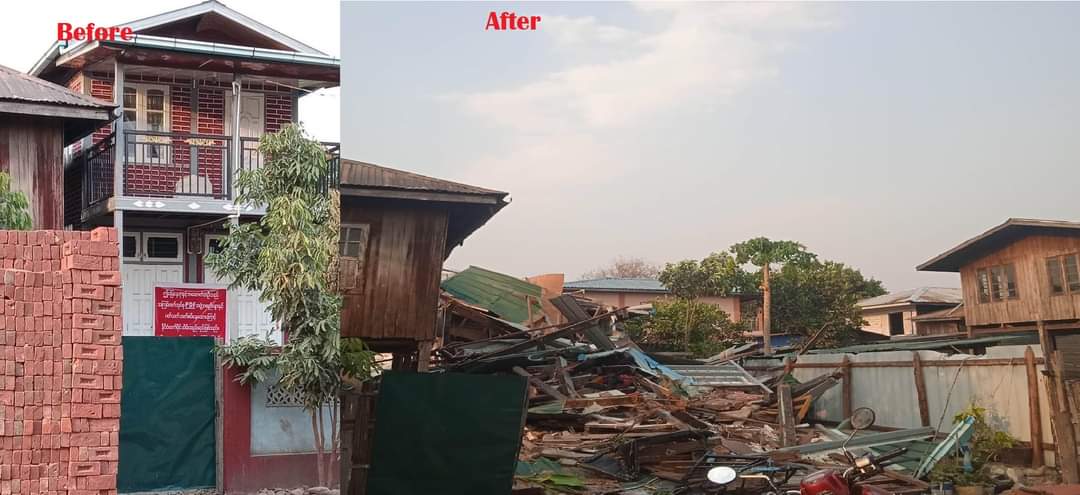 Amanda09115477's tweet photo. Three Thingyan( Myanmar's new year) Peaceful protestors' houses were demolished by Juta's Government. Freedom of speech &amp; expressions in now in Trash can in Burma

#WhatsHappeningInMyanmar
#Thingyan https://t.co/OhjdcP6TNH