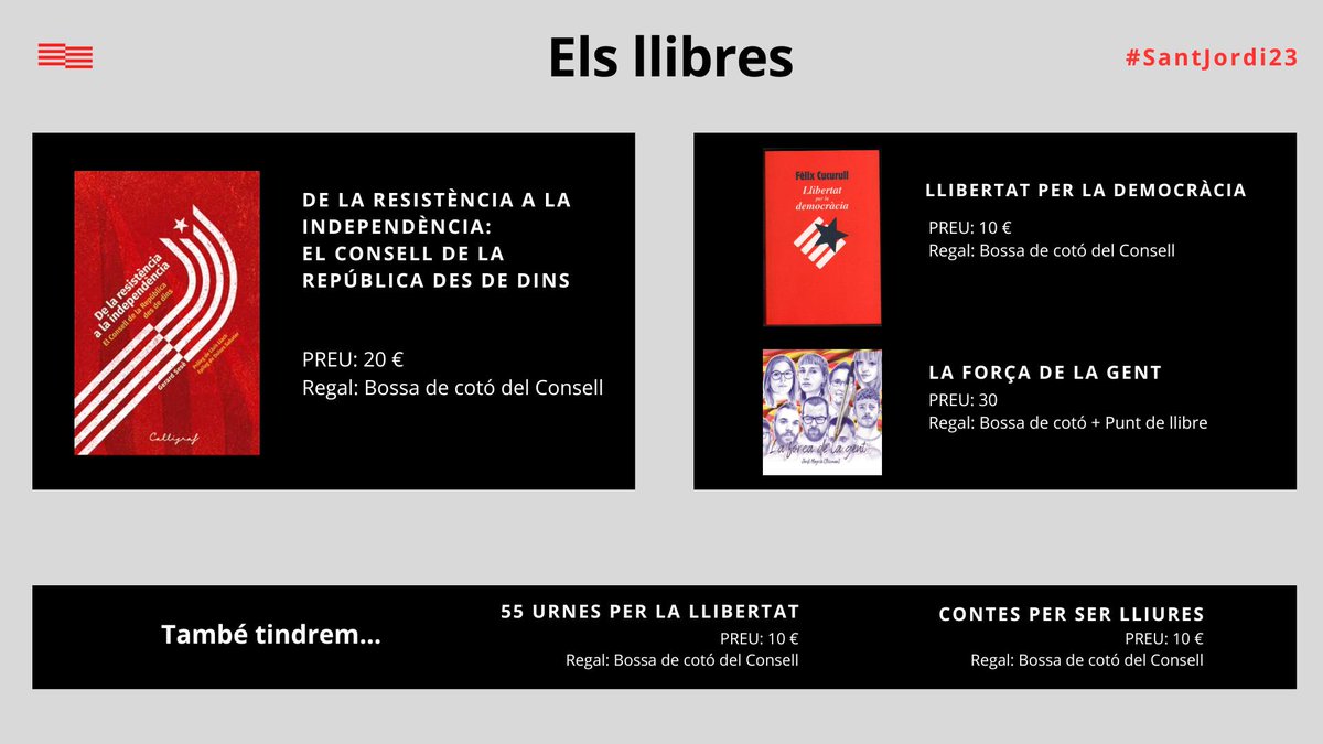 ConsellRep's tweet photo. 🔴Aquests són els llibres que trobaràs a la parada de Barcelona -Rambla de Catalunya amb Provença- per #SantJordi23! 

Visita'ns!

📍https://t.co/BhRnwvGyt8

#PreparemNos https://t.co/U8vDJoZ0H7