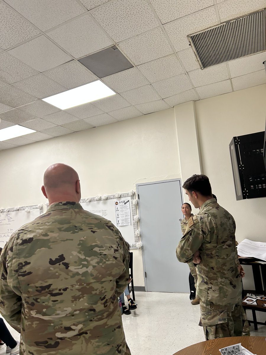 Air Force recruiters presenting to Academic Instruction Modified (AIM) class at Andress High School