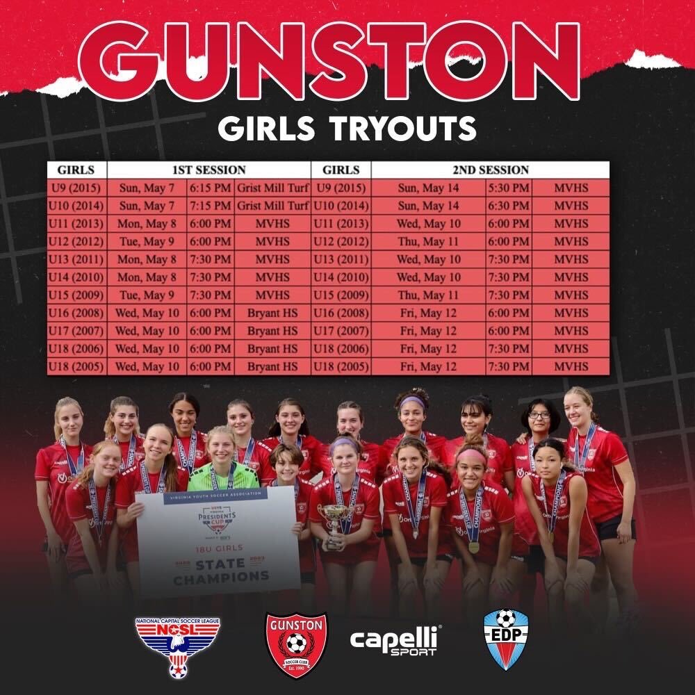 GunstonSC's tweet image. Travel tryout registration for 2023/24 is open and schedules are out! Make sure to register today, registration is free!

Experience the Excitement of a Club on the Rise: Join Us and Grow Together

gunstonsoccer.com/2023-tryouts/