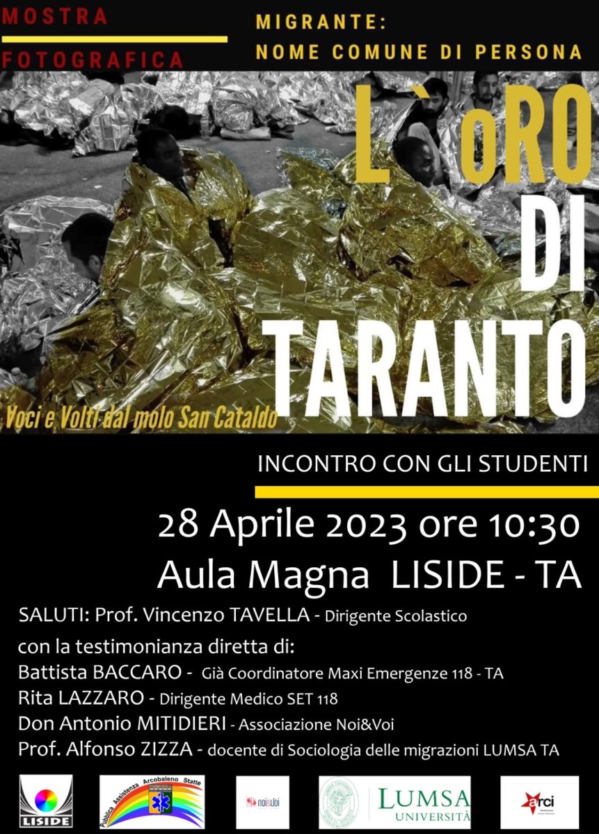 LisideTaranto's tweet photo. Venerdì 28 aprile, alle 10:30 nei locali della sede centrale dell' @LisideTaranto (via Ancona 91), si terrà l’inaugurazione della mostra fotografica permanente dal titolo “l’Oro di Taranto”.
@ComuneTaranto @RegionePuglia @MIsocialTW @MiC_Italia @g_sangiuliano @G_Valditara https://t.co/ukjhaYOxWf