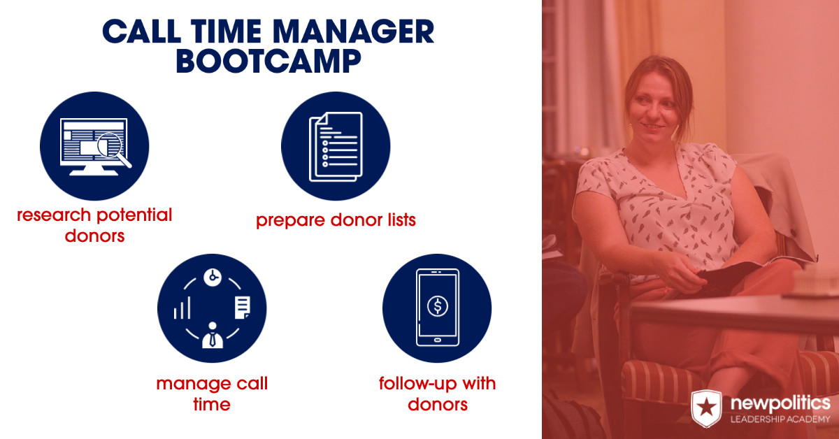 NewPoliticsAcad's tweet photo. We're counting down the hours until this weekend's Call Time Manager Bootcamp program! This intensive training is designed to help call time managers become more effective fundraisers. https://t.co/oJSEsrzIvn