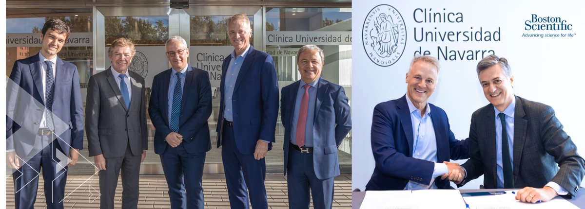 🤝 Ayer tuvo lugar la firma entre Boston Scientific y la @ClinicaNavarra de un acuerdo de colaboración basado en compartir enfoques que faciliten el acceso a los tratamientos mediante la digitalización con el objetivo de mejorar la calidad de vida de los pacientes. #BSCEspaña