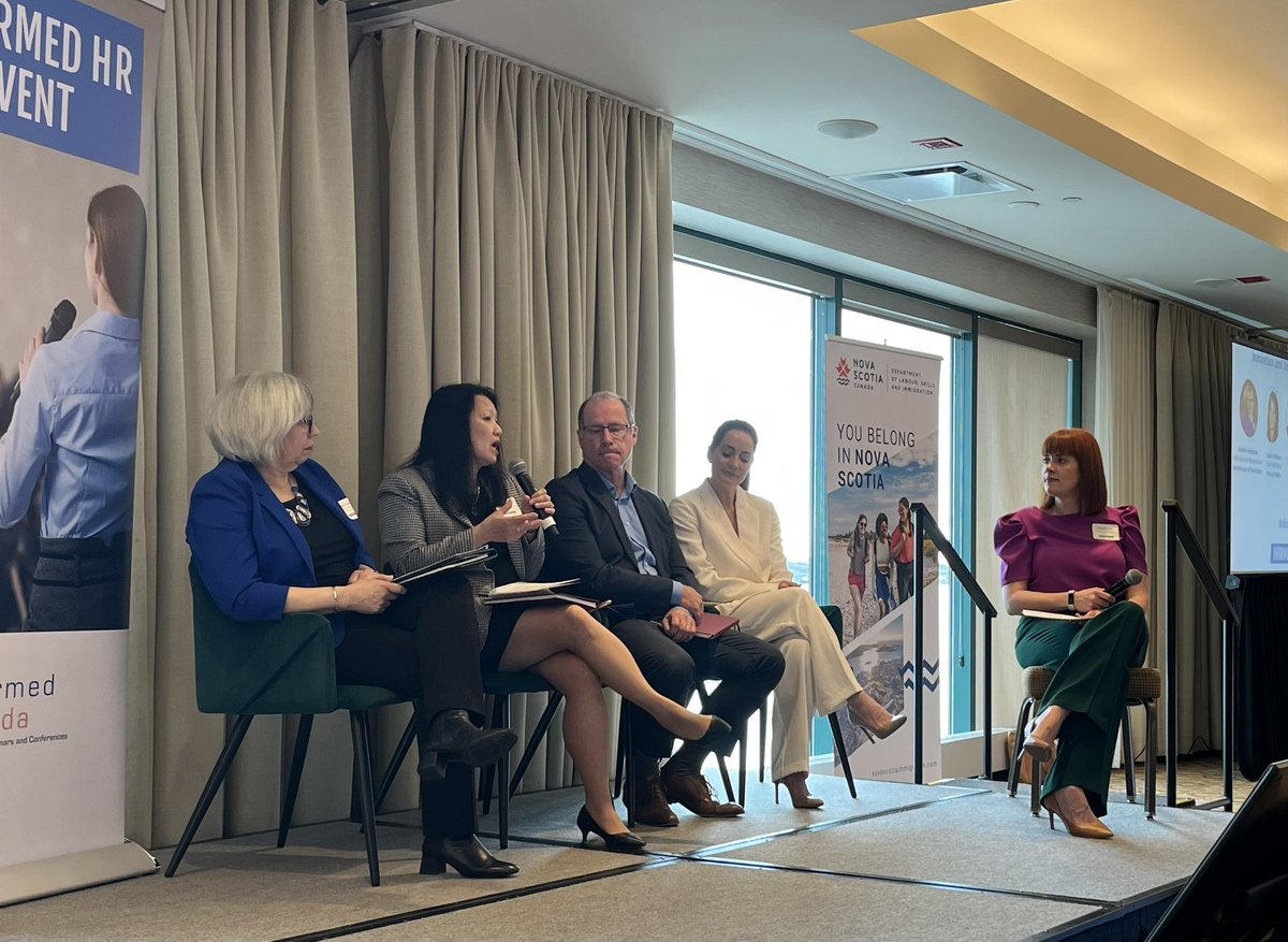 KatherineRisley's tweet photo. A take-away filled panel discussion with Ryan Embrett, Mike Christie, Susan Malana and Andrea Anderson at today’s Informed HR Halifax event discussing strategies for HR leaders to support organizational innovation and employee wellbeing during times of change. #informedhr #hr https://t.co/pIF5ZH9Ni8