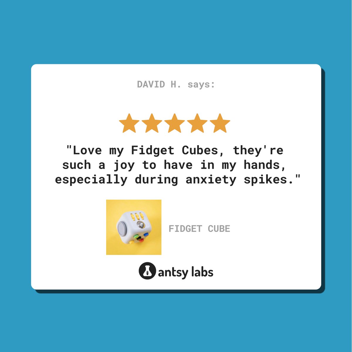 antsylabs's tweet image. Thank you for the 5-star review, David! 🤩

🔗: l8r.it/LTr1

#fidgetcube #antsylabs #fidgetfever #fidget #fidgettoy #fidgettoys #fidgets #edc #edcgear #toys #toy #desktoy #desktoys #adhd #add #focus #play #everydaycarry #everydaydump #pocketdump #anxiety #calm