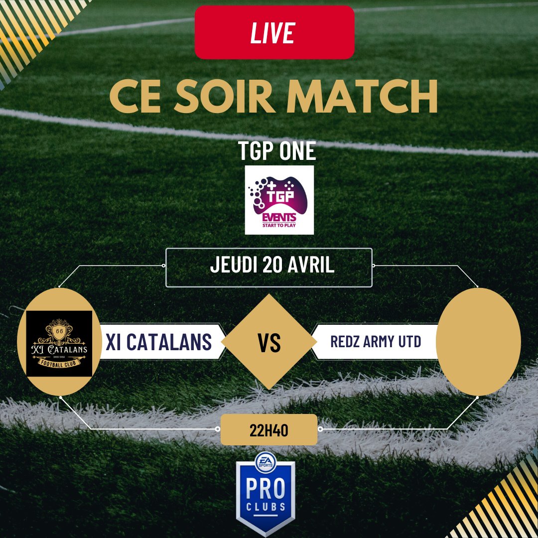 XI_Catalans_66's tweet photo. Bonsoir à tous, les XI Catalans ont 2 rencontres en @TGP_Events_ , et nous avons le privilège d'être commentés et retransmis par @NoroxeyTV avec cette belle affiche donc n'hésitez pas à venir ce soir à 22h40 
@TGP_Events_
@NoroxeyTV
#clubspro 
#FIFA23 
#11vs11 
#ps4
#esport https://t.co/qLMkmjpqpE