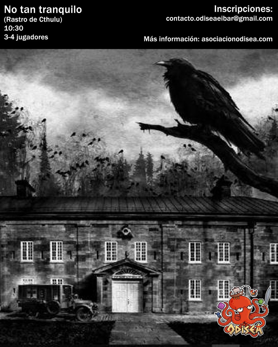 Odiseasociacion's tweet image. Aquí presentamos la tercera partida (esta vez de mañana) de Héroes de grafito. &quot;No tan tranquilo&quot; del Rastro de Cthulu. Una historia de terror y suspense.

Inscripciones: contacto.odiseaeibar@gmail.com

Toda la información en: asociacionodisea.com/2023/04/rol-no…