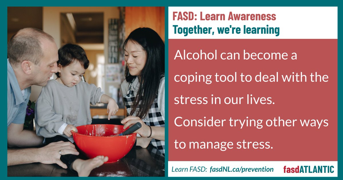 FASDNL_Team's tweet photo. #LearnFASD: It happens here.
Alcohol can become a coping tool to deal with the stress in our lives. Consider trying other ways to manage stress.
Visit our website to learn more about fetal alcohol spectrum disorder.
https://t.co/rmliIurHAq
#fasdAwareness #fasdPrevention
1/3 https://t.co/bZjZkAiJqz