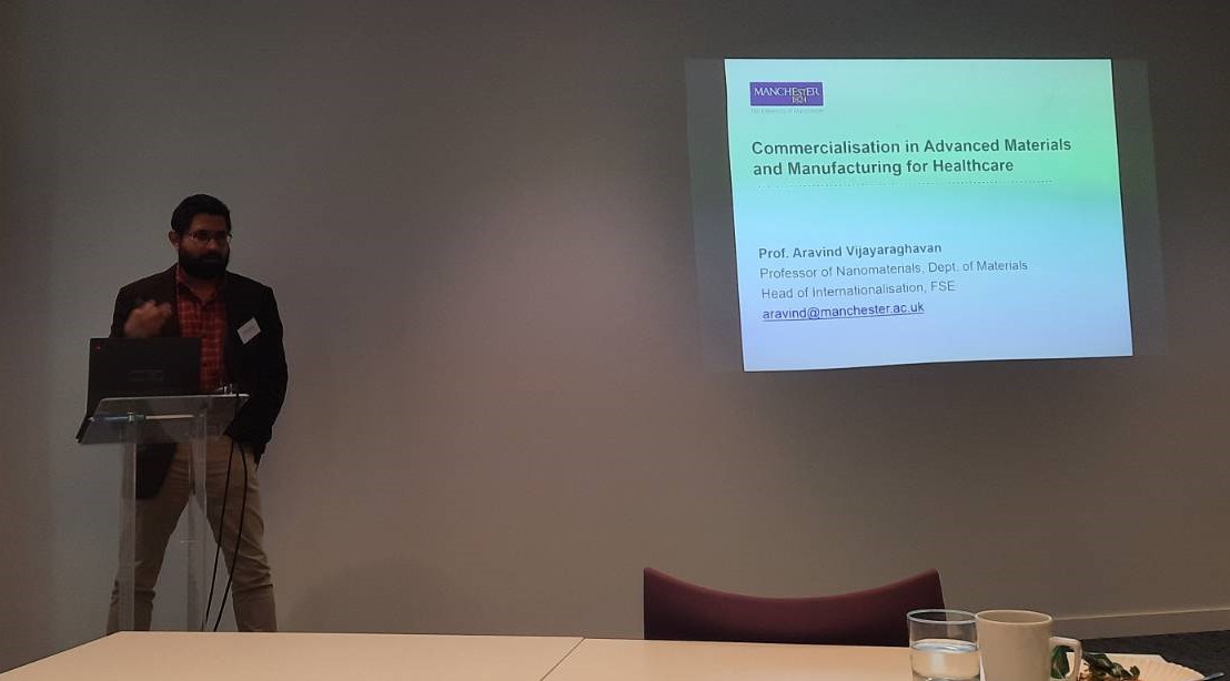 ClinNeuroPsych's tweet photo. @HealthInnovMcr @DrPennyTrayner @Goal_Manager_ Charlotte and Ikra also got to hear talks from other Innovative companies about their involvement with @HealthInnovMcr, a fantastic keynote by @v_aravind, and a tour of the very new @UoMPankhurst  building at the end of the day ! 

(3/3) https://t.co/HcxjMQr4zG