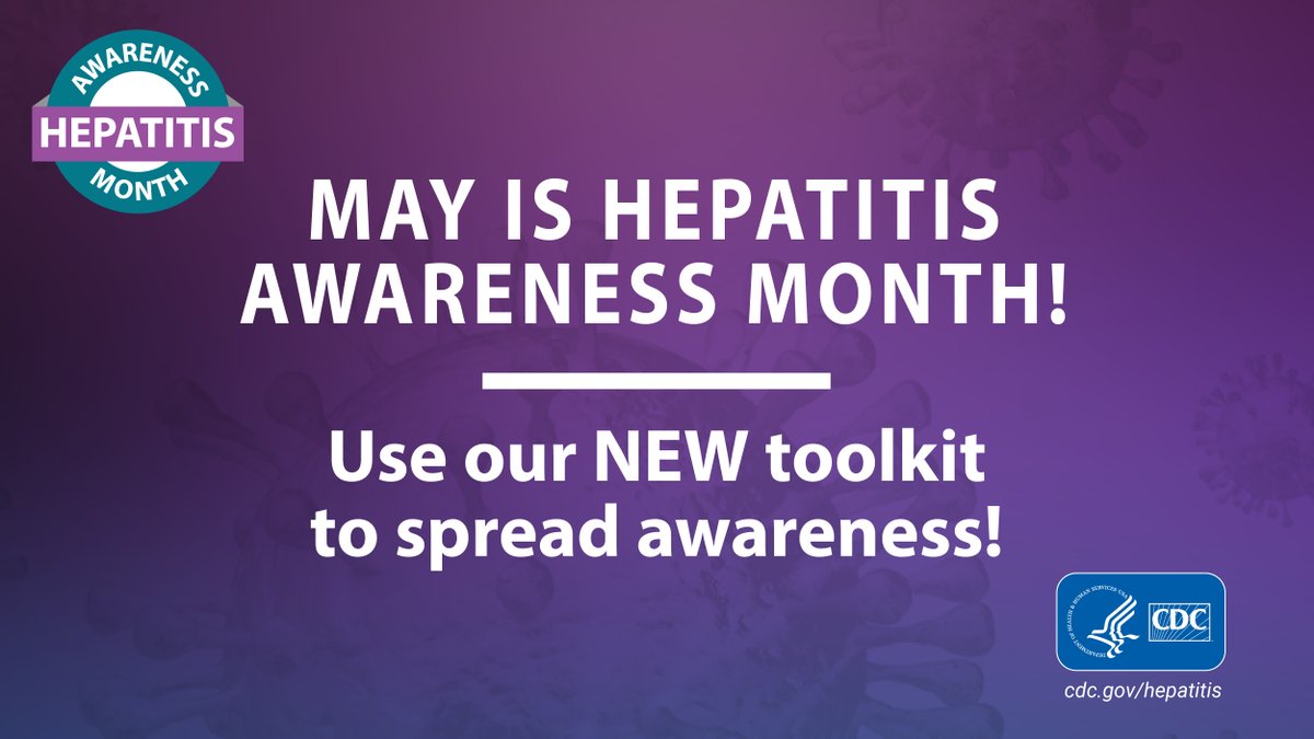 cdchep's tweet photo. #HepatitisAwarenessMonth is coming up in May!  

Raise awareness with our Hepatitis Awareness Month toolkit, featuring all-new graphics and messages to help you spread the word. 

Check out the toolkit here: https://t.co/o7n1PCmFAS https://t.co/IqQ4LFXDgJ