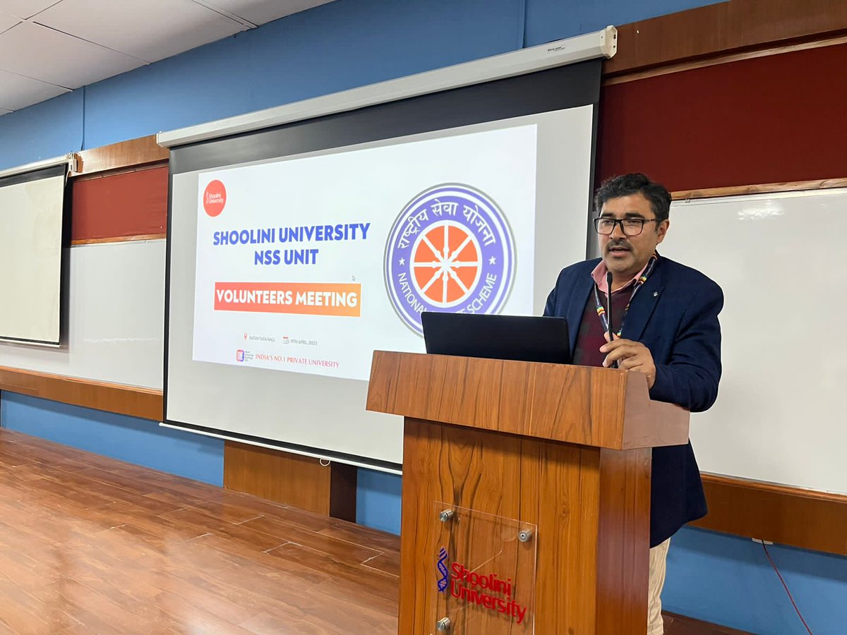 nss_shoolini's tweet photo. #nss unit of Shoolini University, Himachal Pradesh have organised an interactive session with Prof. Pawan Kumar, former NSS volunteer to encourage students &amp; discuss the agenda for #EarthDay2023 
@NSSRDChandigarh @NssrdD @_NSSIndia @YASMinistry @Anurag_Office @pankajsinghips https://t.co/z5iZJuQ3E1
