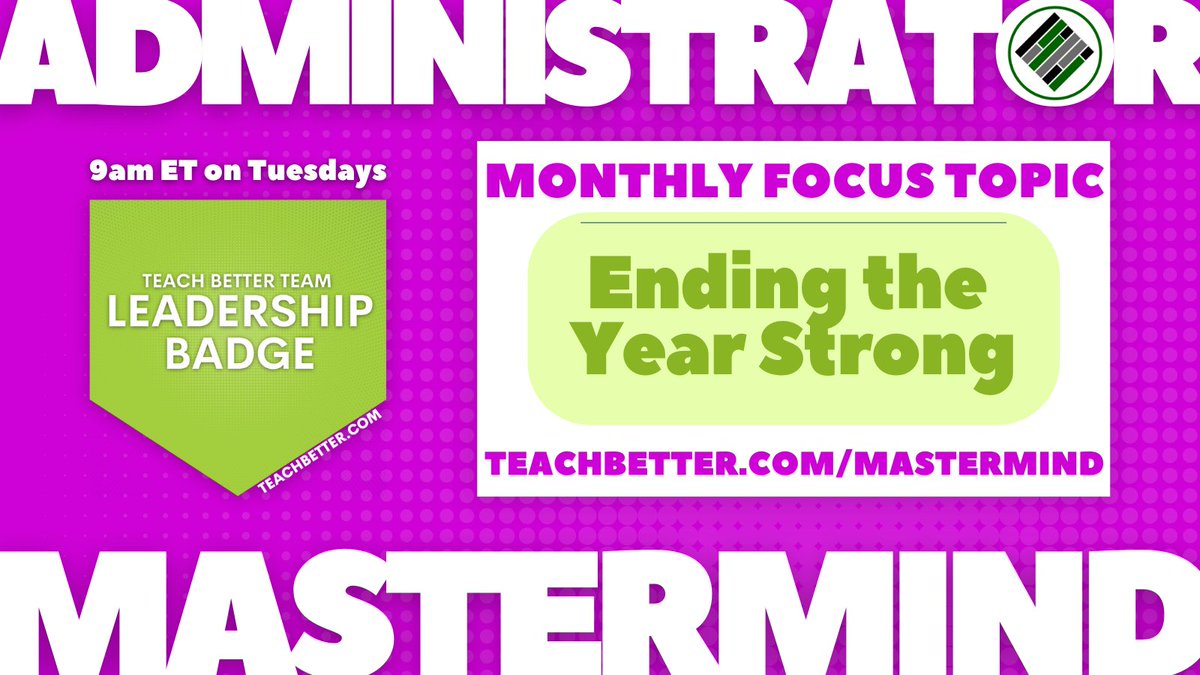 teachbetterteam's tweet photo. Are you interested in joining our #AdministratorMastermind? Join us next month as we kick off our May theme of Ending the Year Strong! Earn your badge and certificate by getting involved! Click the link for more information: https://t.co/4N9uvpTwVy #TeachBetter #Leadership https://t.co/FAs29QGCmf