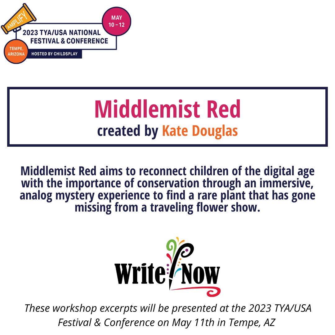 The 2023 TYA/USA National Festival &amp; Conference: AMPLIFY! features an exciting lineup of programming including the 2023 Write Now Festival in partnership with Childsplay. Register for the Festival &amp; Conference here: tyausa.org/festival/