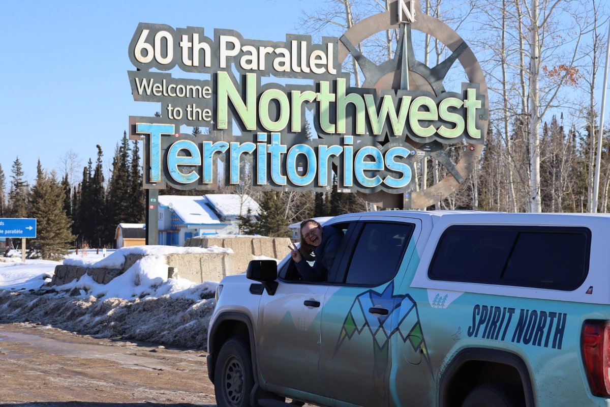 spiritnorthxc's tweet photo. Check out our Spirit North truck in action! Our branded truck wrap looks pretty epic. In this photo, Leah is crossing the 60th Parallel into the Northwest Territories.
#nwt #60thparallel #nonprofit #sportcanada #truckwrap #youthsport https://t.co/lHA2sEoN4G
