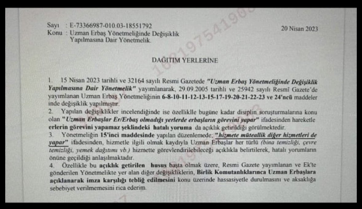 Bu mesaj ne kadar dogru bilmiyorum. Biz Uzman cavuslarin hakkini savunurken. Kadro ve sayginlik bekler iken yaptiklari yonetmelik degisikligine bakarmisiniz. Bu revamidir kahramanlara. Yaziklar olsun …

<a href="/RTErdogan/">Recep Tayyip Erdoğan</a> 
<a href="/dbdevletbahceli/">Devlet Bahçeli</a> 
<a href="/BY/">Binali Yıldırım</a> 
<a href="/dijital/">Dijital</a> 

#ReisSözleşmeUzmÇvşaDert