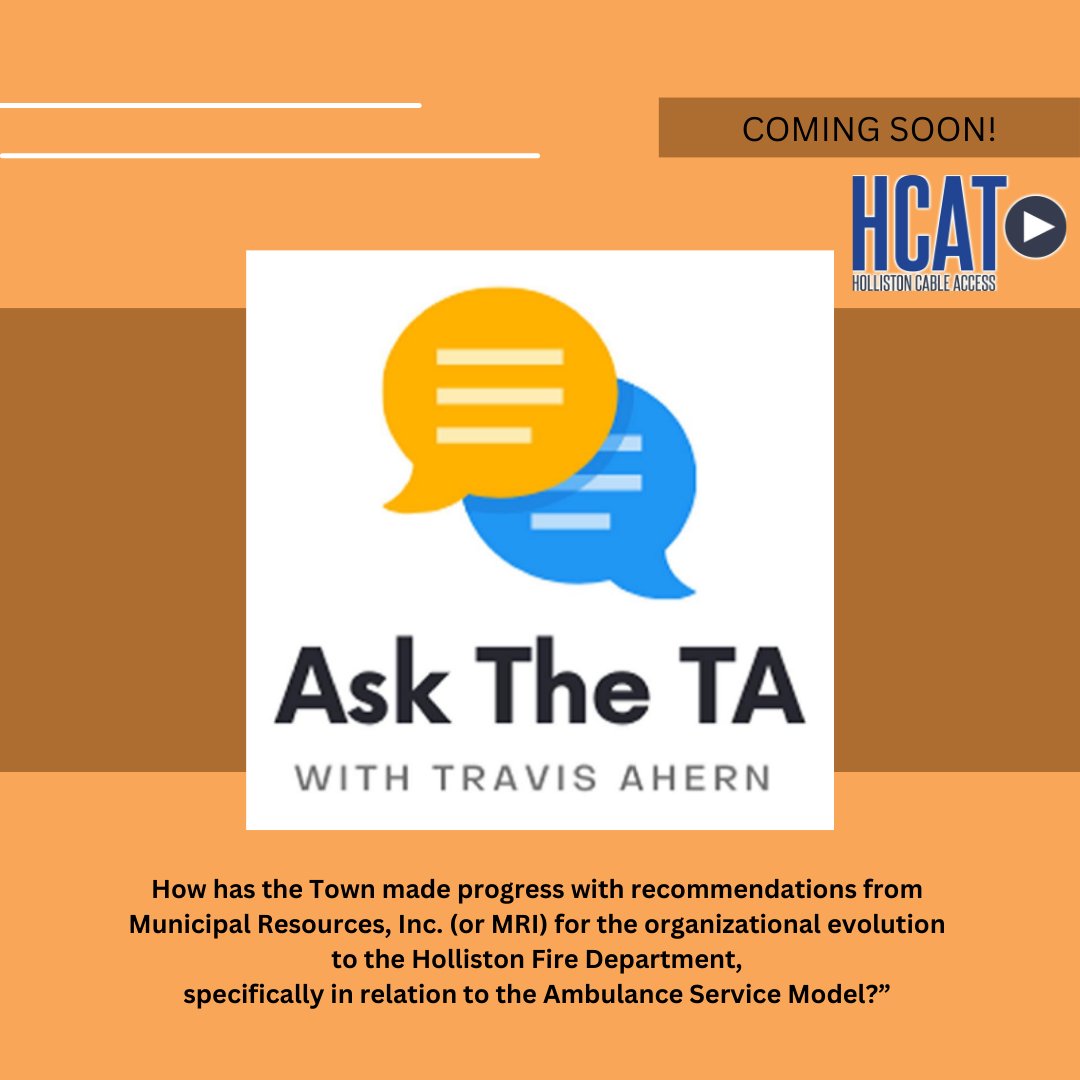 Just finished taping an episode of 'Ask the TA' with @HollistonTa at @hcattv, as part of the messaging leading up to the Town of Holliston 2023 Annual Town Meeting on May 15, 2023. Watch for the episode to be posted!
