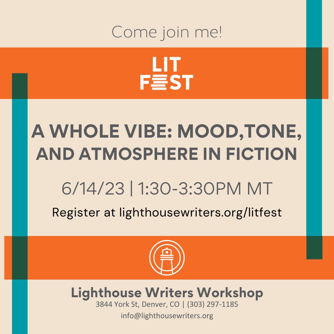 Only 2 spots left in my tone and mood class. Nab ‘em and join me for all the feels in June.

Also check out the full Lit Fest line-up at <a href="/lighthousewrite/">Lighthouse Writers Workshop</a>. The list of authors boggles the mind.