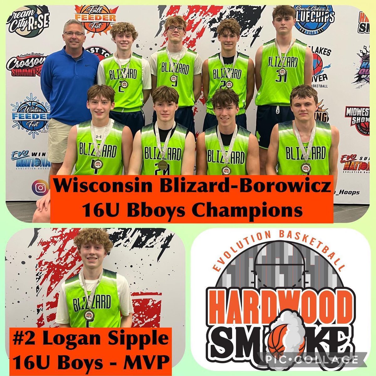 Congrats to @LoganSipple_2 on being voted MVP of the 16u division in leading his @WIBlizzard2025 team to the championship last weekend at @Evo_Hoops Hardwood Smoke tourney. @ShawanoHoops