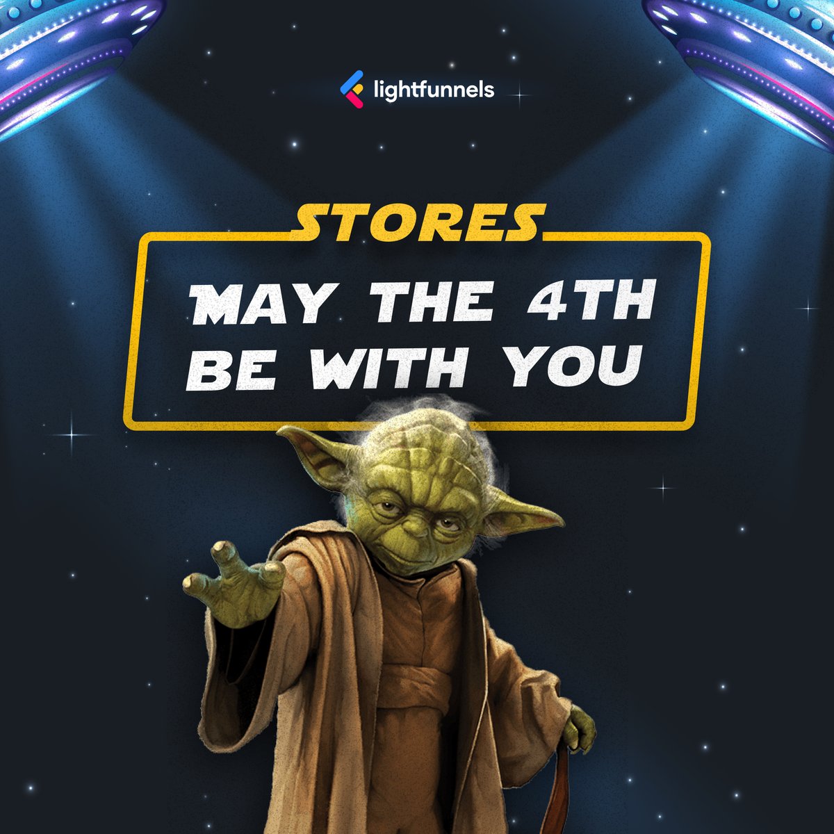 LightFunnels's tweet photo. Join the LightFunnels rebellion on May the 4th! 

With our massive update, you'll be able to manage multiple stores, offer one-click upsells, and create bundles like a true eCommerce Jedi. 

The force is strong with us! 💪⚡️🚀 https://t.co/mZGybzhjzm