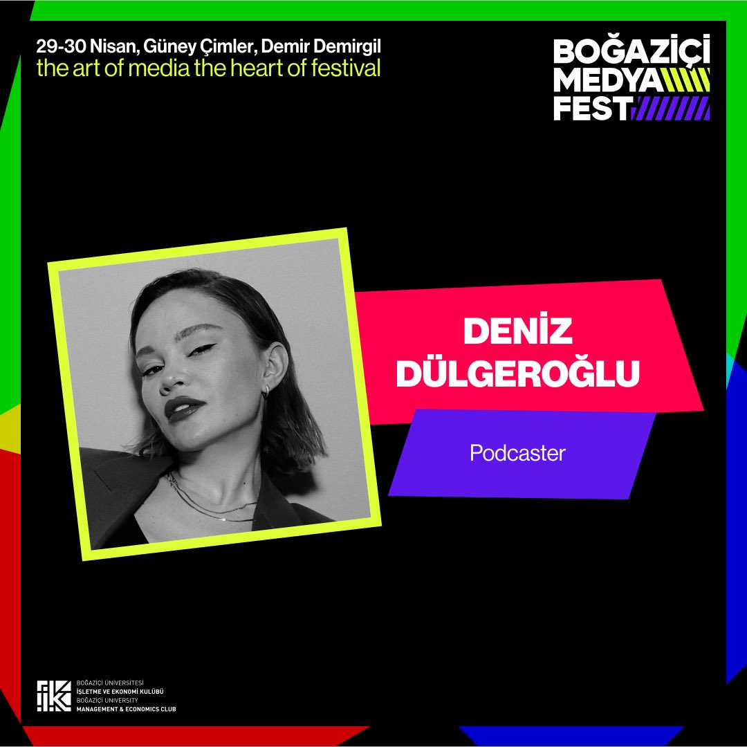 Türkiye’nin en çok dinlenen podcastlerinden biri olan Merdiven Altı Terapi’nin arkasındaki isim Deniz Dülgeroğlu da Boğaziçi MedyaFest’de!

Bu eğlenceli ve keyifli oturumda Deniz’i dinlemek isteyenler için bilet linki: biletino.com/tr/e-me0/bogaz…