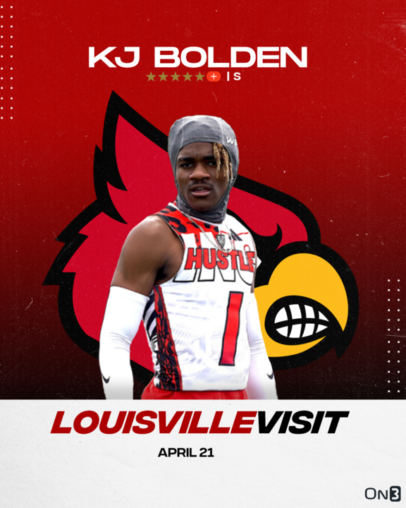 Rivals's tweet photo. Five-Star Plus+ safety KJ Bolden will be in Louisville on Friday for the Cardinals spring game⭐️

Read: https://t.co/qFW0WjqGIv https://t.co/WulfFRWzaz